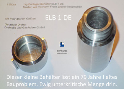 DBHD Endlager-Gebinde besteht aus 1 kg Inventar Endlager-Behälter Edelstahl und Strahlenschutz-Hülle Blei PE