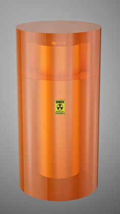 DBHD Endlager-Gebinde besteht aus 1 kg Inventar Endlager-Behälter Edelstahl und Strahlenschutz-Hülle Blei PE