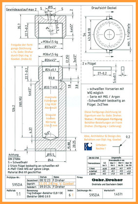 DBHD Endlager-Gebinde besteht aus 1 kg Inventar Endlager-Behälter Edelstahl und Strahlenschutz-Hülle Blei PE