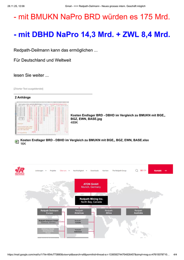 Brief an die ATON GmbH in München