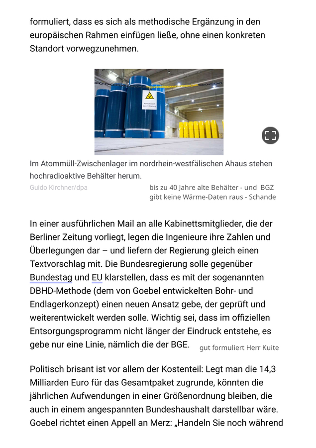 DBHD Endlager - in der Berliner Zeitung