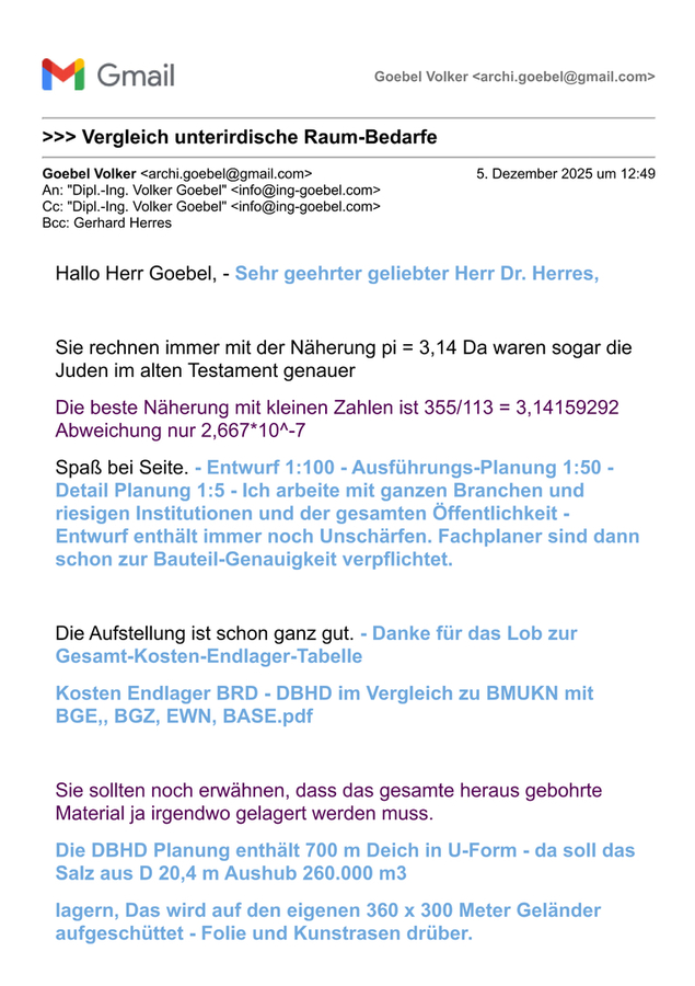 Brief-Dialog Dr. Herres mit Ing. Goebel