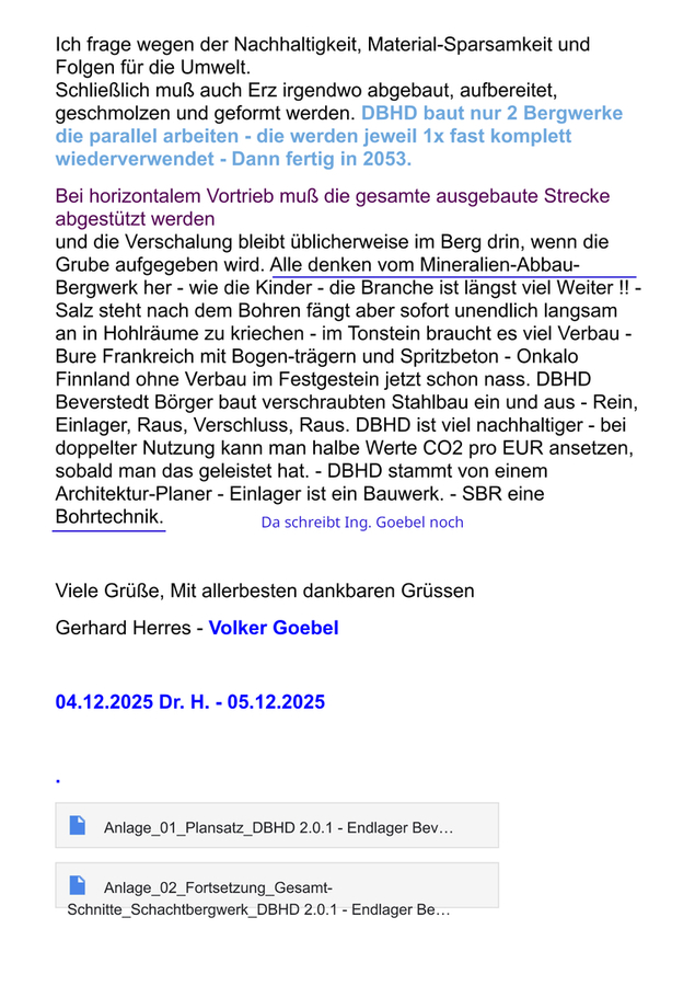 Brief-Dialog Dr. Herres mit Ing. Goebel