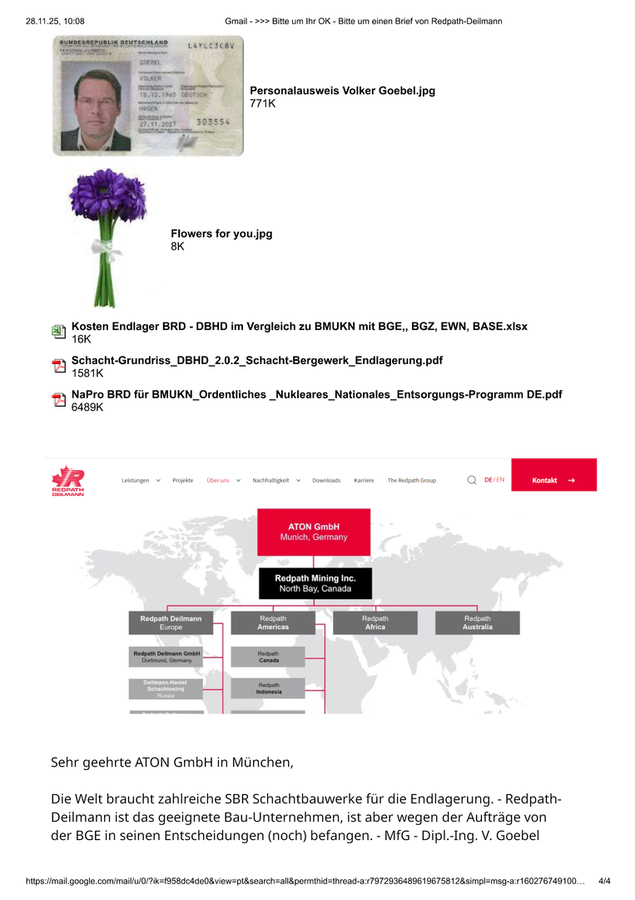 >>> Redpath-Deilmann - Neues großes intern. Geschäft möglich   Die Welt braucht SBR Schachtbauwerke für  die Endlagerung ! - Ihre Redpath-Deilmann  Beteiligung ist das Einzige Bauunternehmen  das diese zahlreichen Bauwerke leisten kann.