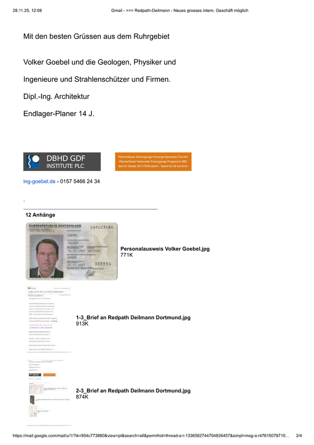 Brief an die ATON GmbH in München