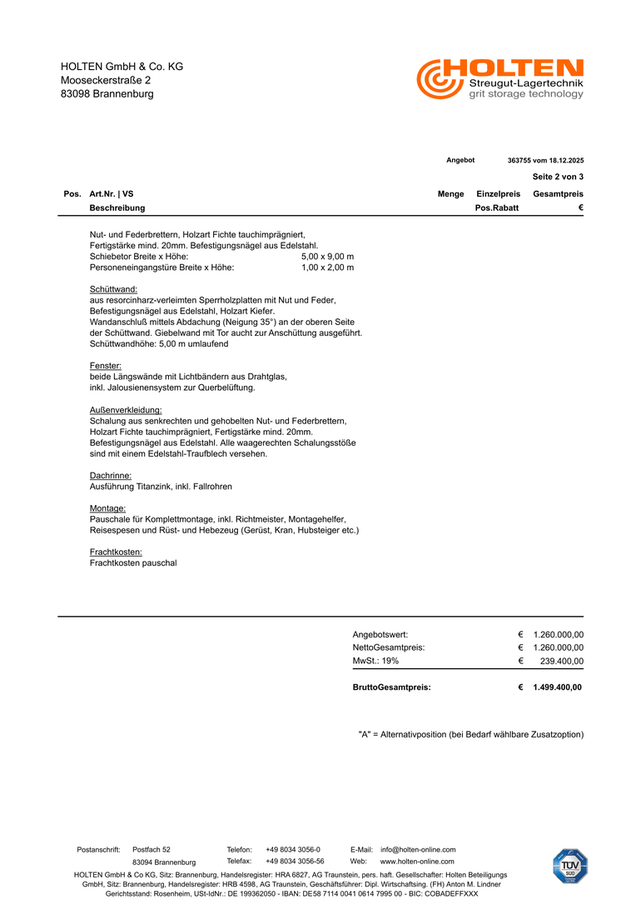 >>> Salz-Lager-Halle - DBHD lagert das Salz trocken bei den Bauern und Gewerbe-Treibenden - Die 455 qm Halle - Wert 250.000 EUR dürfen Lager- Betriebe, Bauernhöfe dann nach 5 Jahren zur Eigen-Nutzung behalten ...