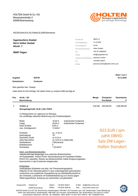 >>> Salz-Lager-Halle - DBHD lagert das Salz trocken bei den Bauern und Gewerbe-Treibenden - Die 455 qm Halle - Wert 250.000 EUR dürfen Lager- Betriebe, Bauernhöfe dann nach 5 Jahren zur Eigen-Nutzung behalten ...