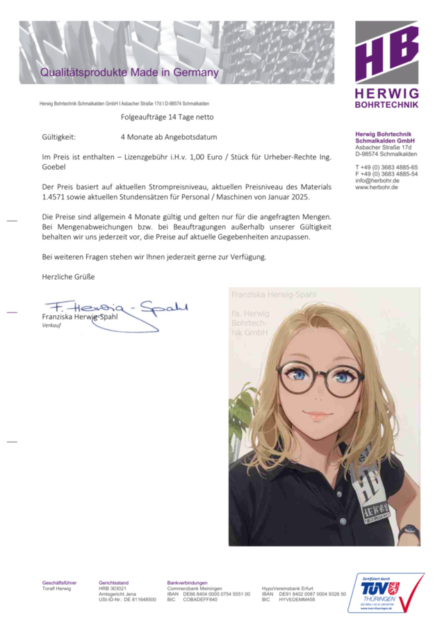 >>> Fa. HERWIG Bohrtechnik sendet ein 1A Angebot für die Fertigung des "Endlagerbehälter ELB 02 DE" - Lob an die GF Frau Franziska Herwig-Spahl - Jetzt die ersten 50 Stk. bestellen - Dr. Metz KIT INE Karlsruhe befüllt die ...