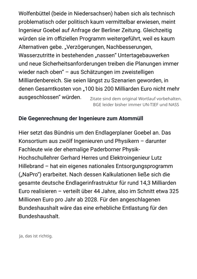 DBHD Endlager - in der Berliner Zeitung