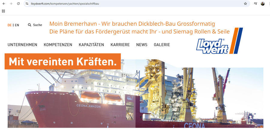 Förderturm für DBHD Schacht-Bergwerk -Siemag-Tecberg und Lloyd Werft