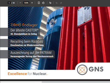 >>> Die ältesten Castoren stehen seit 40 Jahren in den Zwischen-Lagern, auf dem Foto des GNS Magazins sind aber neue zu sehen. DBHD will mit den ältesten Castoren beginnen. Zusammengesackt ? und Probe entnehmen. - Zirkaloy Hüllen Wandstärke 0,5 mm.