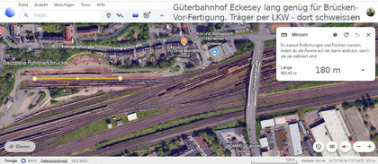 Bauplatz für Ersatz Neubau Fuhrpark-Brücke ist der Güterbahnof Eckesey