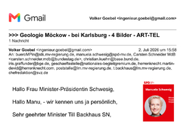 Brief an Manuela Schwesig - Geologie Salzstock - Diapir - bitte Vibro-Trucks zulassen und wenn für ART-TEL gut geeignet auch Probebohrung zulassen. - Endlager ist Bundessache - M-V ist BRD.