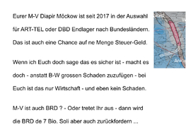 Brief an Manuela Schwesig - Geologie Salzstock - Diapir - bitte Vibro-Trucks zulassen und wenn für ART-TEL gut geeignet auch Probebohrung zulassen. - Endlager ist Bundessache - M-V ist BRD.